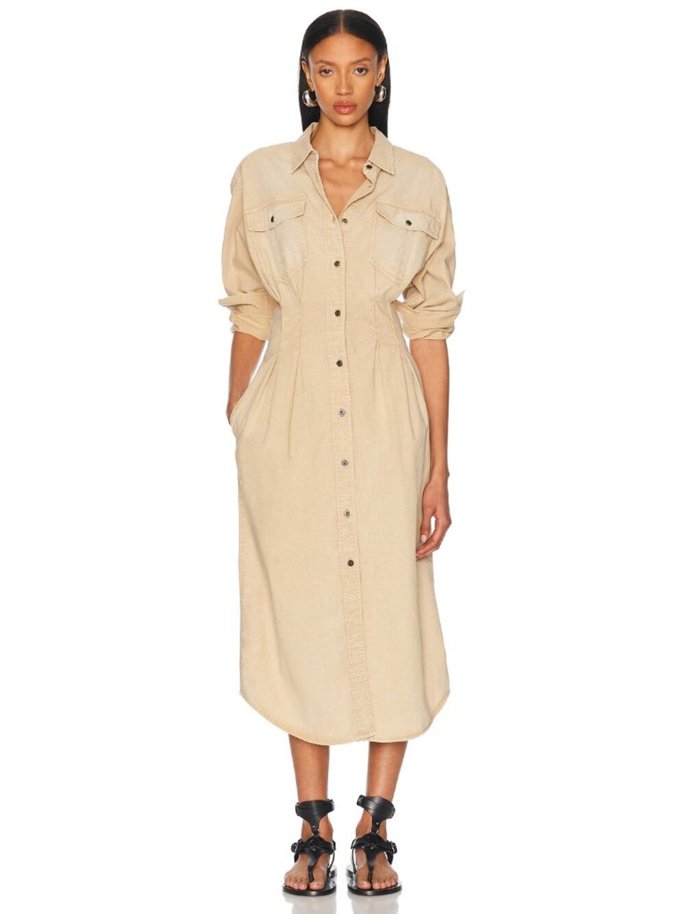 Isabel Marant Etoile "Nolwen" Denim Dress in Beige, size 36